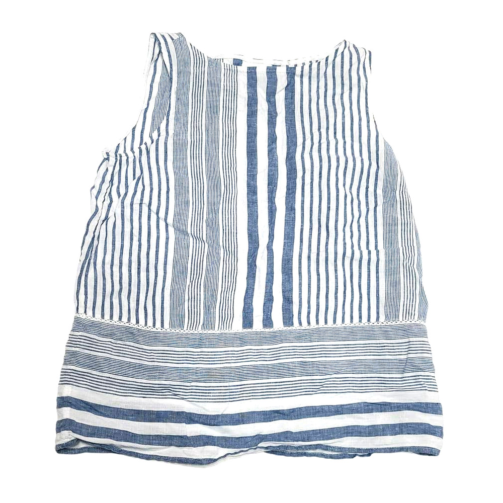 J jill love linen 100% linen strip sleeveless blouse women's small